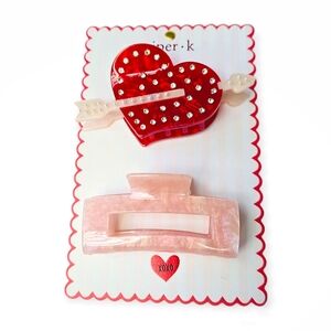 Piper K Heart Rhinestone Embellished Hairclips set of 2